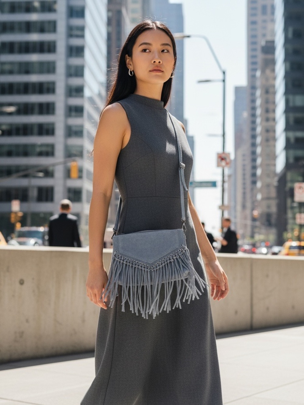 Haute Hippie Blue Suede Fringe Crossbody - Picture 8 of 16